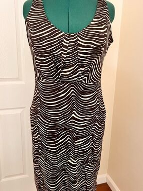 Tory Burch Black and White Zebra-Print Sleeveless Dress